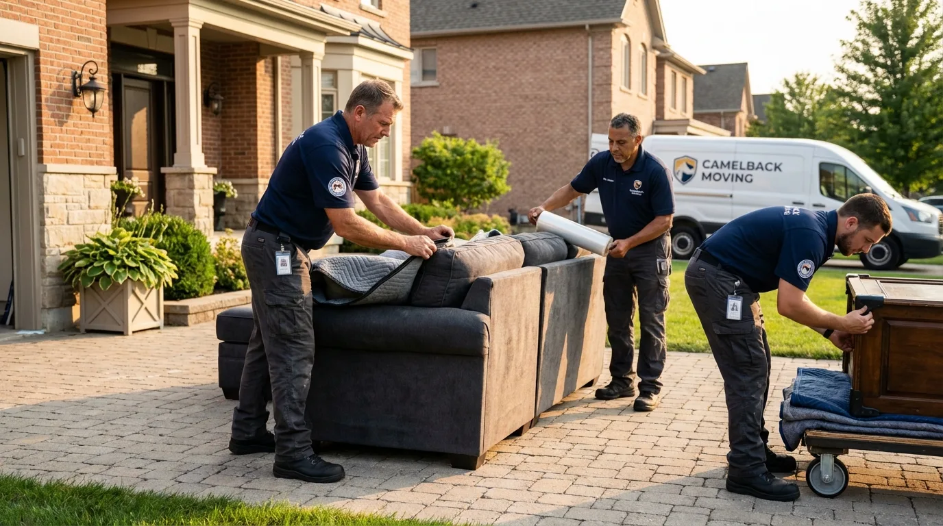 Large estate moving crew wrapping furniture in Mexia, TX